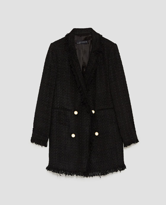 Chanel Inspired: Black Tweed Jacket with Pearl Buttons with Black Quilted  Leather Booties